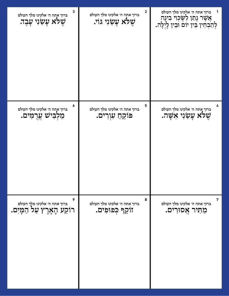 Birchos HaShachar squares with explanation - MEN - BLANK